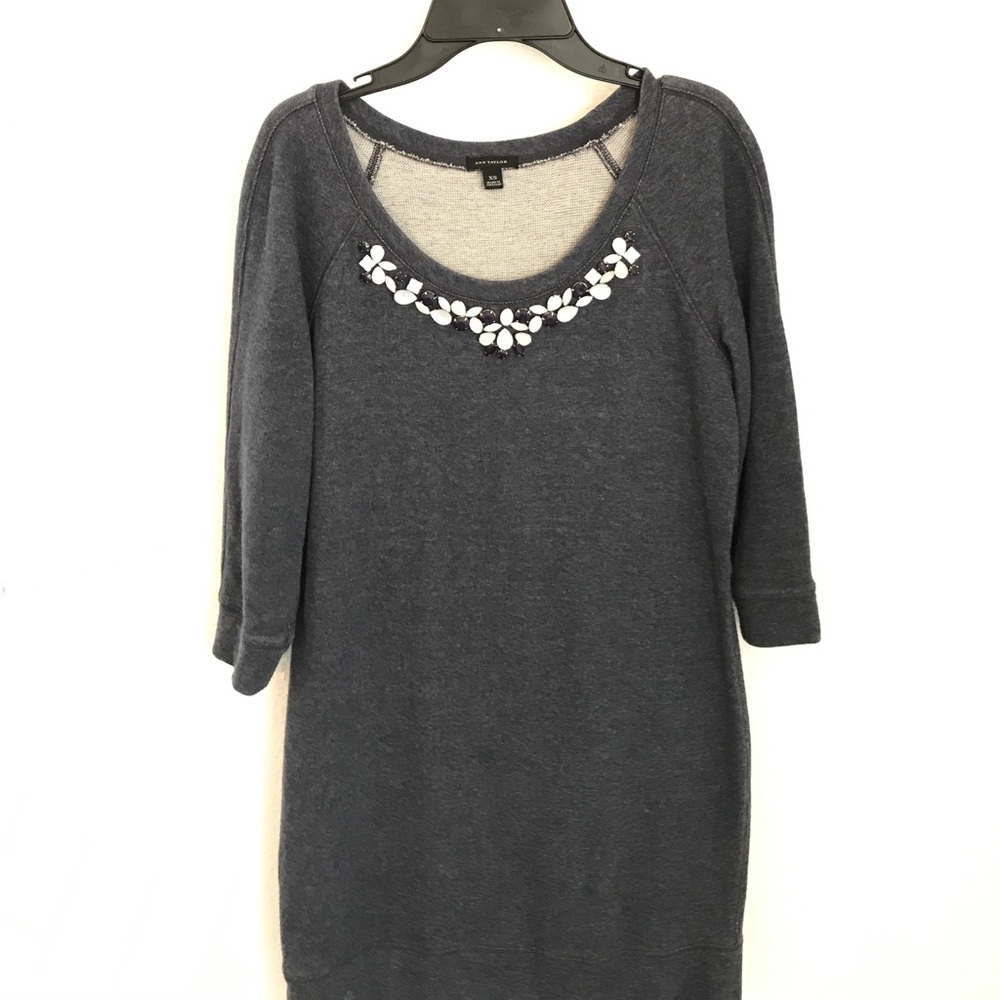 Ann Taylor bejeweled blue mini dress